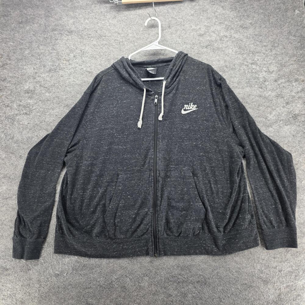 Nike Hoodie Mens 3XL Gray Full Zip Hooded Pockets Lightweight Fleece CT0635-010